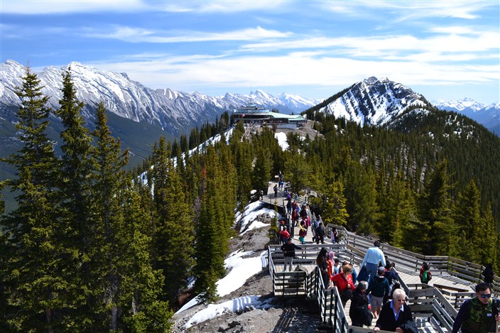 On top of Sulphur Mountain looking back at the gondola house
